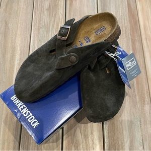 Birkenstock Boston, Suede Leather, Mocha, Soft Footbed, Size 39 Narrow, BNWT